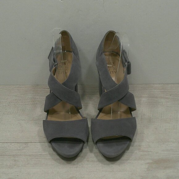 Sexy Naturalizer Adrie Retro Strappy Gray Suede High Block Heel Size 10 W | Wide - Picture 3 of 14